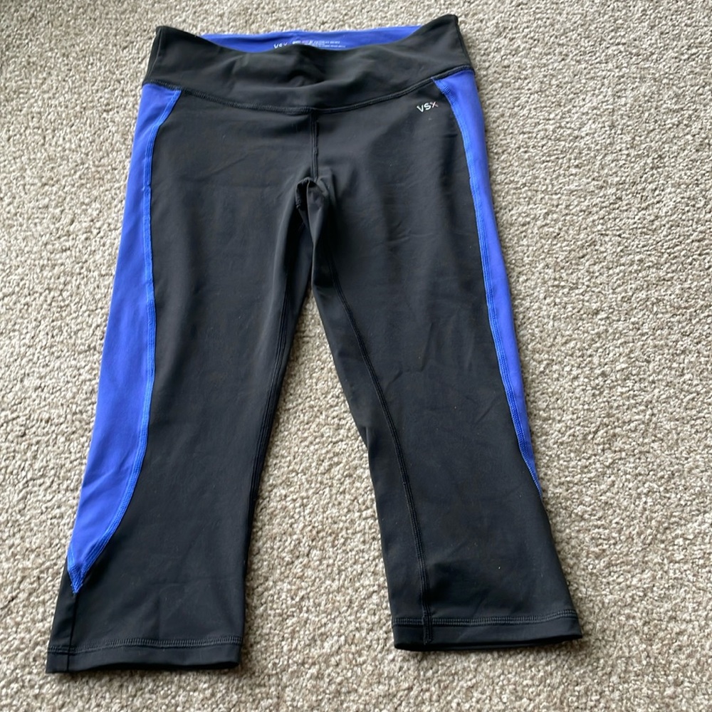 Victoria Secret Sexy Sport Leggings, black and purple, crop, NWOT